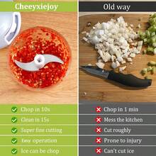 1pc Mini Garlic Press Onion Chopper, Manual Food Processor For Vegetables, Ribbon Vegetable Chopper Onion Dicer, Suitable For Ginger, Chili, Vegetables And Fruits - Multicolor - View 5