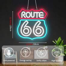 Route 66 Neon Sign Historic US High Way Acrylic LED Sign For Bedroom Wall Decor Blue Neon Light Game Room Wall Sign Party Light Club Neon Accessory - Red + Ice Blue + White - View 10