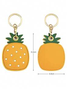 1pc Leather Cute Cartoon Card Holder Cover Personalized Creative Travel Accessory Student Backpack Hanging Charm Keychain Strawberry Summer - Multicolor - View 18