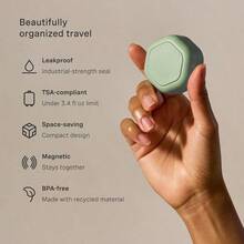 MYYE Travel Containers Basic Skincare Set Magnetic Containers With LidsCarry On Travel Entials For Women Men 3 Small Capsules 0.56oz Cleanser Moisturizer And SunIcon Labels Sand - Basic Set+Evergreen - View 3