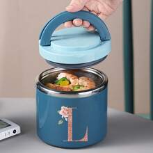 Letter A-Z Pattern Food Thermal Jar Insulated Soup Cup Portable Picnic Milk Drink Food Heater Containers Stainless Steel Lunch Box Thermo Keep Hot For School Children - Blue - View 15