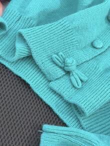 JIANHU كارديجان مزين بفيونكة محبوك للربيع، تصميم قصير مناسب للقامة القصيرة، أنيق ومتعدد الاستخدامات لمظهر أنيق