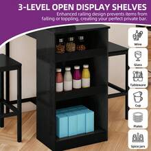 BALCONERA White Breakfast Bar Table Set – 2 Bar Stools With Footrest & Storage Shelf | Industrial Steel Frame Dining Bar Set For Kitchen, Dining Room & Pub - Black - View 3
