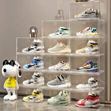 1pc Transparent Acrylic Magnetic Closure Shoe Box, Thickened Large Size Storage Container For Shoes, Bags, Collectibles, Cosmetics Display