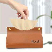 1 Customized Leather Tissue Box With Personalized Name Printing, Personalized Dust-Proof Tissue Box, Suitable For Home Living Room Desktops, Car Tissue Organizing Boxes, Party Supplies, Mother's Day Gifts, Artistic Handmade Sewing Accessories, Bohemian Style - Multicolor - View 6