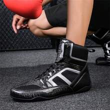 Zapatos deportivos de boxeo de alta gama, súper mil, ligeros, antideslizantes y resistentes al desgaste para lucha - Negro - Ver 8