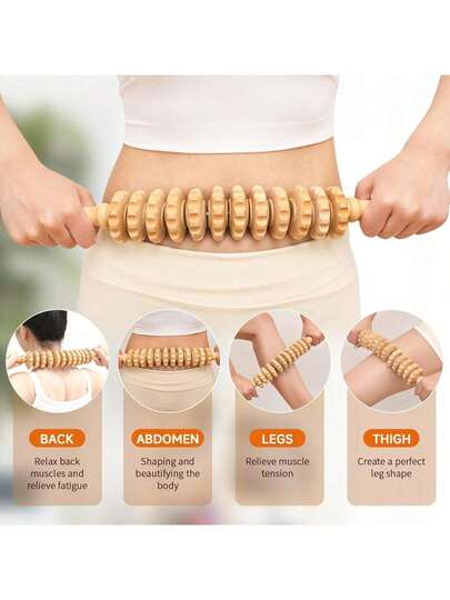 1pc New Wooden Therapy Massager Tool Set, Muscle Relaxation, Deep Tissue Point Acupressure Scraper