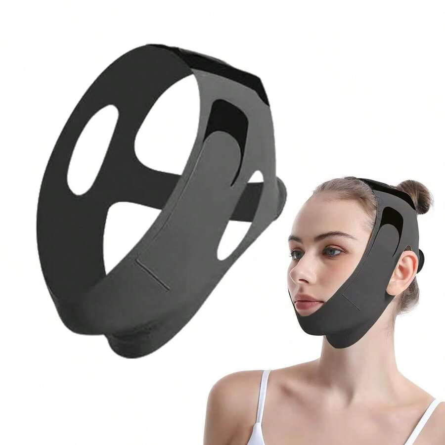 V-Shaped Contour Shaper Band - Adjustable Elastic Ear Hooks Sleep & Daily Comfort - màu đen - Xem 1