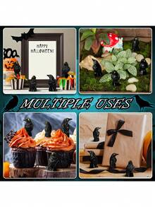 20pcs-Miniature Crows Figurines Mini Resin Crows Figures Black Raven Summer Decor Tiny Resin Animals For Halloween Scene Decor