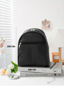 Niños Mochila clásica de cheurón - Negro - Ver 2