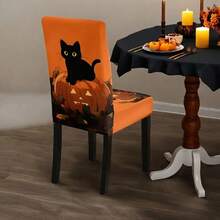 1/4/6/8 Stücke, modische Halloween-Stil bedruckte Stuhlbezüge/Bürostuhlbezüge/Stuhlbezüge für Esszimmer, geeignet für moderne tägliche Dekoration in Innenräumen von Familien-Restaurants und Hotels. Die elastischen Stuhlbezüge können gereinigt werden und sind ein ideales Halloween-Geschenk