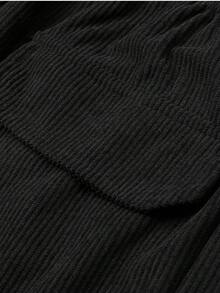 2025 Winter Men's Corduroy Pants Relaxed Fit 9/10 Length Straight Leg Utility Trousers, Thermal Lined Retro Work Pants For Smart Casual & Commuting , Fall - Black - View 10