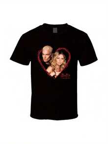 Spike & Heart Buffy The Vampire Slayer-TV Series Vintage Style Red Heart-Non-Elastic Fabric-Gift For Adult Buffy Fans Allseason Clothes, Bohemian Style, Durable Printing - Black - View 1