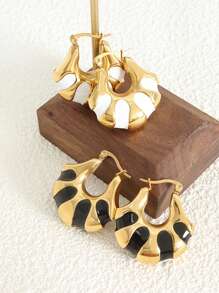 1 Pair 18K Plated Stainless Steel Dopamine Candy Color Segment Dangle Earrings For Women, French Fashionable Ins Style Suitable For Party, Dates, Work