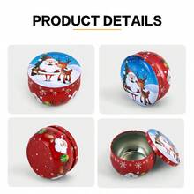 10Pcs Christmas Themed Candle Jars, 2.2 Oz Metal Candle Jars, Perfect For DIY Candle Projects. It Is A Very Good Choice For Beginners And Handmade Enthusiasts, And Also A Perfect Gift For Birthdays Or Thanksgiving., Christmas Decorations, Christmas Gifts - Multicolor - View 3