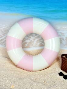 1 件装充气条纹蓝粉色男女通用游泳圈，加厚 PVC 泳池浮圈，小孩和成人腋下浮圈，夏季乐趣 - 彩色 - 查看 16