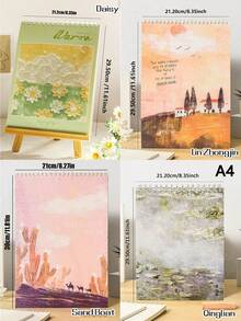 1 件 A4 白玫瑰图案金属线圈素描本，50 页，高品质螺旋装订素描本，适合素描、绘画、绘画，适合成人初学者/艺术家/学生，适用于学校/艺术工作室/家庭艺术创作，绘画学习的艺术用品，送给老师/同事/学生/同学/最好的朋友的小礼物，返校季节