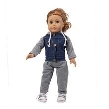 (New Arrival) 18-Inch American Girl Doll Clothes, 2pcs Set Denim Jacket And Sports Outfit - Multicolor - View 7