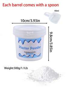 500克/1000克/1500克高密度石膏粉，适用于DIY雕塑模具、花瓶制作、铸造生产，桶装石膏粉，4.4磅/6磅/7磅