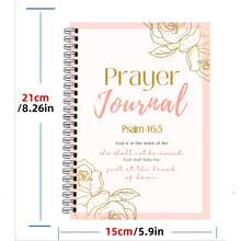 105-Page Prayer Journal With Bible Study & Gratitude Tracker - Spiral Bound Spiritual Growth Daily Planner, Psalm 46:5 Theme, Rose Design, Affirmation & Reflection Pages, Floral Cover