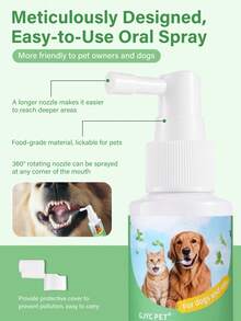 GJYC PET 2 液体盎司薄荷味宠物口腔喷雾，适用于犬猫，清新口气，护理牙齿，无酒精配方，每日使用