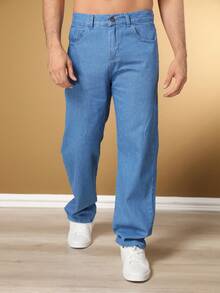 Barão Balão Men's Jeans, Wide Leg Model - Mint Blue - View 5