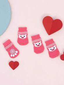 4/8pcs/Pack Random Printed Pet Socks With Cute Pig, Flower, Strawberry And Rabbit Patterns - Multicolor - View 7