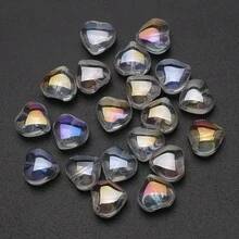 50颗/包 8毫米/10毫米中心孔玻璃心形珠，DIY珠宝配件，镀金散珠，适用于项链、手链、耳环等。 - 8mm中孔光面桃心 - 查看 31