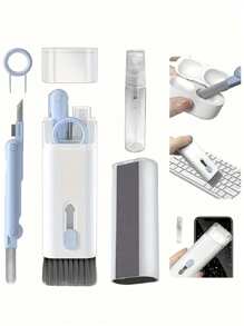 清洁套装、电脑键盘刷、耳机清洁笔、屏幕清洁喷雾瓶套装、多功能工具、带收纳盒的键帽开关拔出器 - 7合一清潔刷粉紅色 - 查看 14