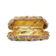 Women Sparkly Crystal Clutch Purse Diamond Round Rose Flower Evening Bag Formal Rhinestone Handbags Wedding Purse - 粉色 - 查看 2