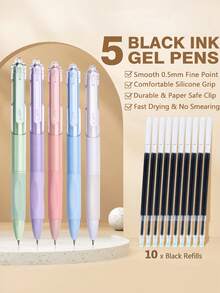 62PCS Large Capacity Pencil Pouch Stationery Pen Bag With Pastel Highlighters Black Ink Gel Pens Mechanical Pencils Set 0.5mm, 0.7mm & 2.0mm, Aesthetic School Supplies For Back To School Student & College Essentials Gifts - Hoa đen - Xem 7
