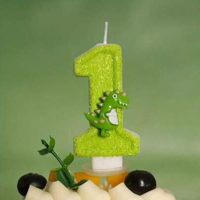 Velas de cumpleaños con números del 0 al 9 con temática de dinosaurios, suministros para fiestas con temática de dinosaurios, adecuados para decoración de pasteles, celebración de aniversarios y mejora del ambiente de la fiesta, decoración de mesa, decoración del ambiente