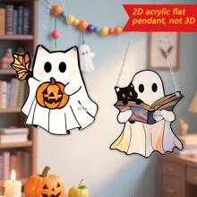 Halloween Ghost Sunlight Catcher, 2D Flat Acrylic Hanging Decoration, Suitable For Hanging In Corridors, By Windows, Outdoor Gardens, Study Rooms, Bedrooms, Living Rooms, Etc. Halloween Gift, Autumn Decoration Home Decor Halloween Decor Room Decor