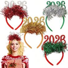 4 Stück 2026 Weihnachts-Haarreif Dekorationen, kreative Kopfbedeckung für Weihnachtsparty, Silvesterparty, Fotorequisiten, Weihnachtsdekorationen - Verschiedenfarbig - Übersicht 1