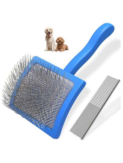 2 Stücke Entwirrbürste für Hunde & Haustier Kamm, Professionelle Hundegrooming Bürste (Goldendoodles, Pudel, Labradoodles) mit extra langen Borsten zum effektiven Entfernen von Knoten, Verfilzungen und Flocken