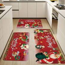 Christmas Decorative Floor Mat, Kitchen Carpet, Stain Resistant And Easy To Clean, Suitable For Daily Decoration And Cleaning In Restaurants, Kitchens, And Bathrooms, A Wonderful Holiday Decoration Gift