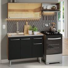 Cocina Integral Completa Modular Madesa Emilly 165cm Con Tarja Color Rustic/negro 05 - Marrón y negro - Ver 1