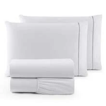 4-Piece Sheet Set With Elastic Band, 600 Egyptian Thread Count, Stick Stitch - White - View 3