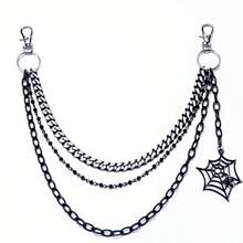 Halloween Punk Multilayer Pants Chain Belt Metal Stars Cross Spider Web - Graphite Triple-layer Spider Web Zipper - View 3