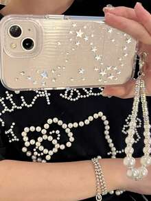 Luxury Laser Silver Star Glitter Rhinestone Transparent Phone Case Compatible With IPhone 16 15 14 13 Pro Max Shockproof Back Cover