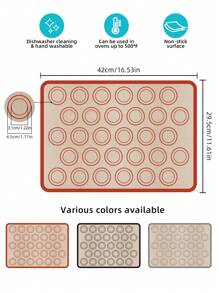 1pc/2pcs/3pcs Macaron Silicone Baking Mat, Reusable Non-Stick Kneading Mat, Black/Red/Grey Heat Resistant Silicone Oven Liner For Making Macarons, Pizza, Cookies, Pastries, Bread