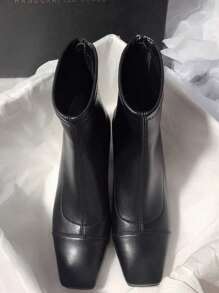 Fall/Winter 2025 Square Toe Hollow Out Chunky Heel Elegant Leather Versatile Side Zipper Over-The-Knee High Boots For Women