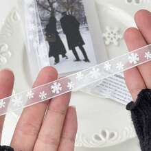 10Yard White And Light Blue Snowflake Ribbons Christmas Ribbon For Crafts Making Gift Wrapping Winter Holiday Xmas Decor Blue Sheer Wired Ribbon For Christmas Tree Garland, Winter Wreath Bows, Gift Wrapping, Home Decor Christmas Decorations Room Decor