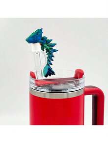 2 件龙形吸管盖适用于 30 和 40 盎司吸管杯，硅胶吸管盖带有 3D 印花龙图案，酷炫玻璃杯配件（包括 2 种颜色），万圣节装饰品