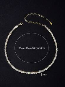 1pc 3mm Top Quality Hip Hop Four Claw Diamond Tennis Chain Necklace In White Gold Adjustable Clavicle Necklace S925or925 Sterling Silver Shining Light Luxury And High-End Exquisite Fine Jewelry Gifts For Women - 3mm High-end Full Diamond Necklace - View 11
