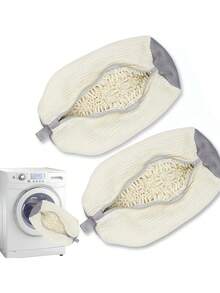 1/2个360°环绕式鞋履清洁袋，可重复使用的运动鞋清洗袋，适用于洗衣机和烘干机，适合所有鞋型和尺码，洗衣配件，圣诞礼物 - 彩色 - 查看 3