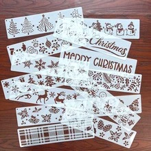 Juego de 14 sellos rectangulares navideños, incluye diseños de copos de nieve, hombre de jengibre, muñeco de nieve, árbol de Navidad, decorativos para el hogar, paredes, tela, papel, scrapbooking, de material plástico reutilizable - Blanco - Ver 7