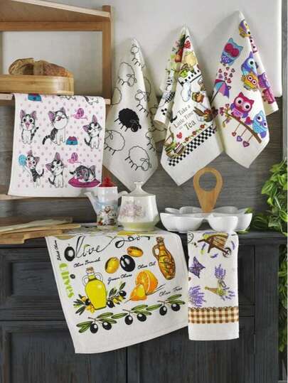 6-Piece Kitchen Towel Set | 30x50 Cm | 100% Cotton | Super Absorbent & Soft Texture | Ideal For Drying & Serving | MADE IN TURKEY