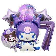 6Pcs/Set Sanrio Purple Coulomi Theme Purple Number 123456789 Birthday Party Balloon Decoration Set Room Layout