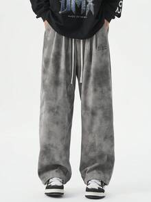 Plus Size Corduroy Casual Pants, Embroidered Straight-Leg Casual Trousers, Suitable For Autumn/Winter, For Fall - Grey - View 2